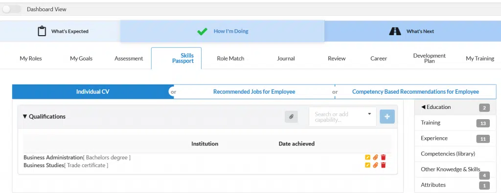 Personal dashboard - growth hub