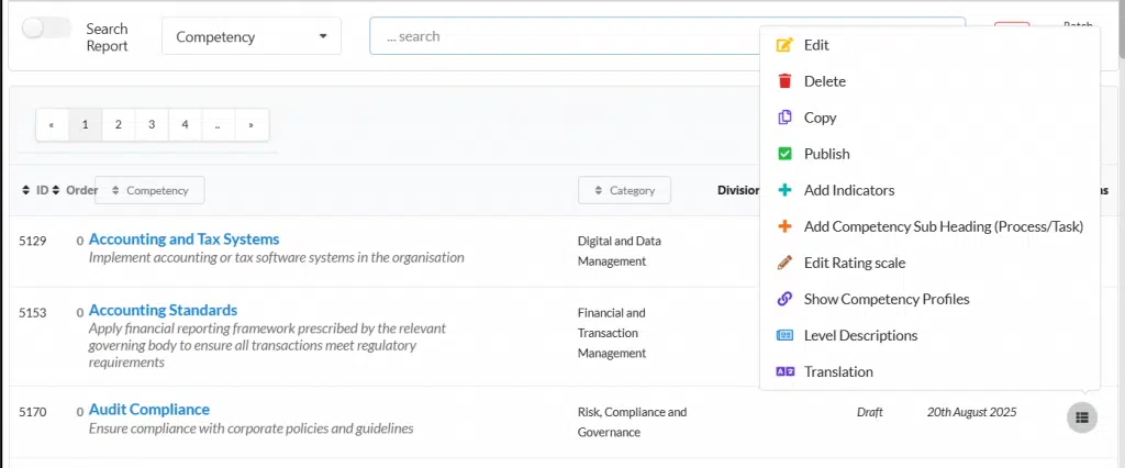 competency library and editing tools Competency library and editing tools