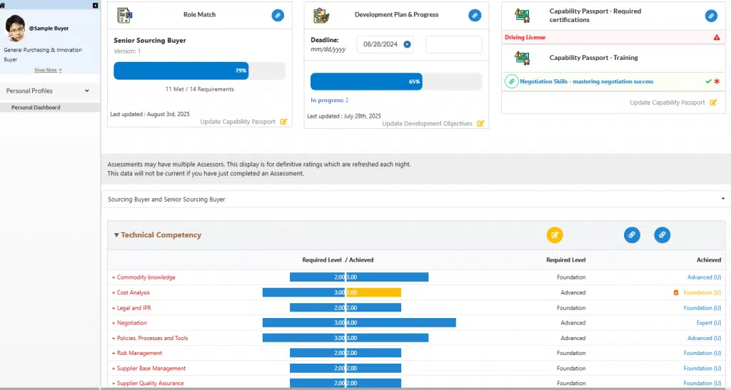 personbal dashboard 4 Professional Team Competence - Individual dashboard